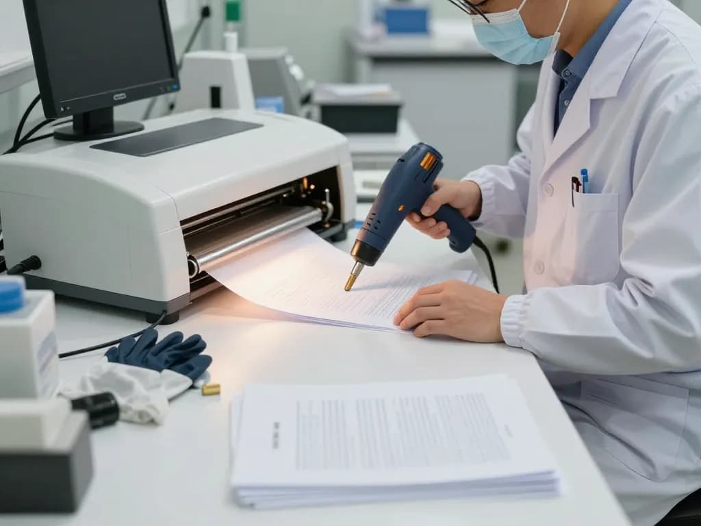 gỡ ép plastic hà nội process with a technician safely removing plastic from documents using advanced techniques.
