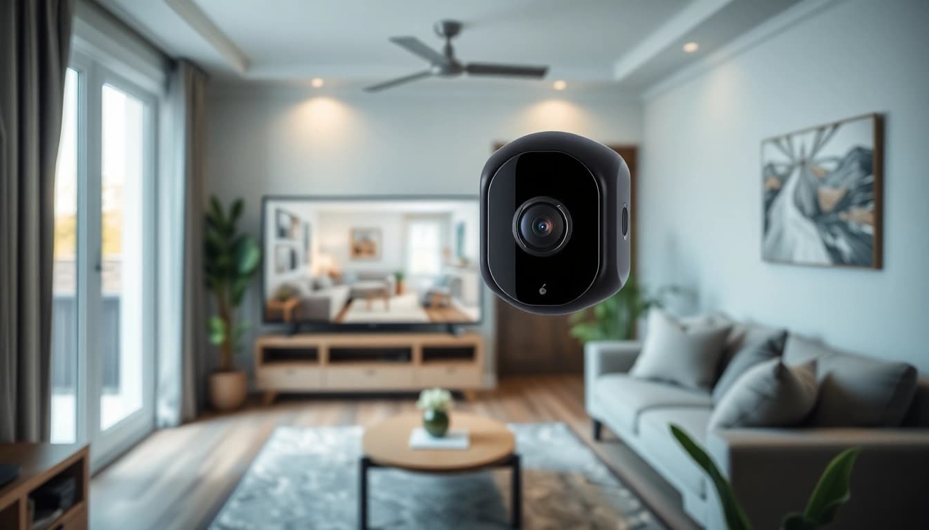 Cámaras EZVIZ instaladas en un entorno doméstico moderno, que muestran tecnología de seguridad avanzada para la tranquilidad.