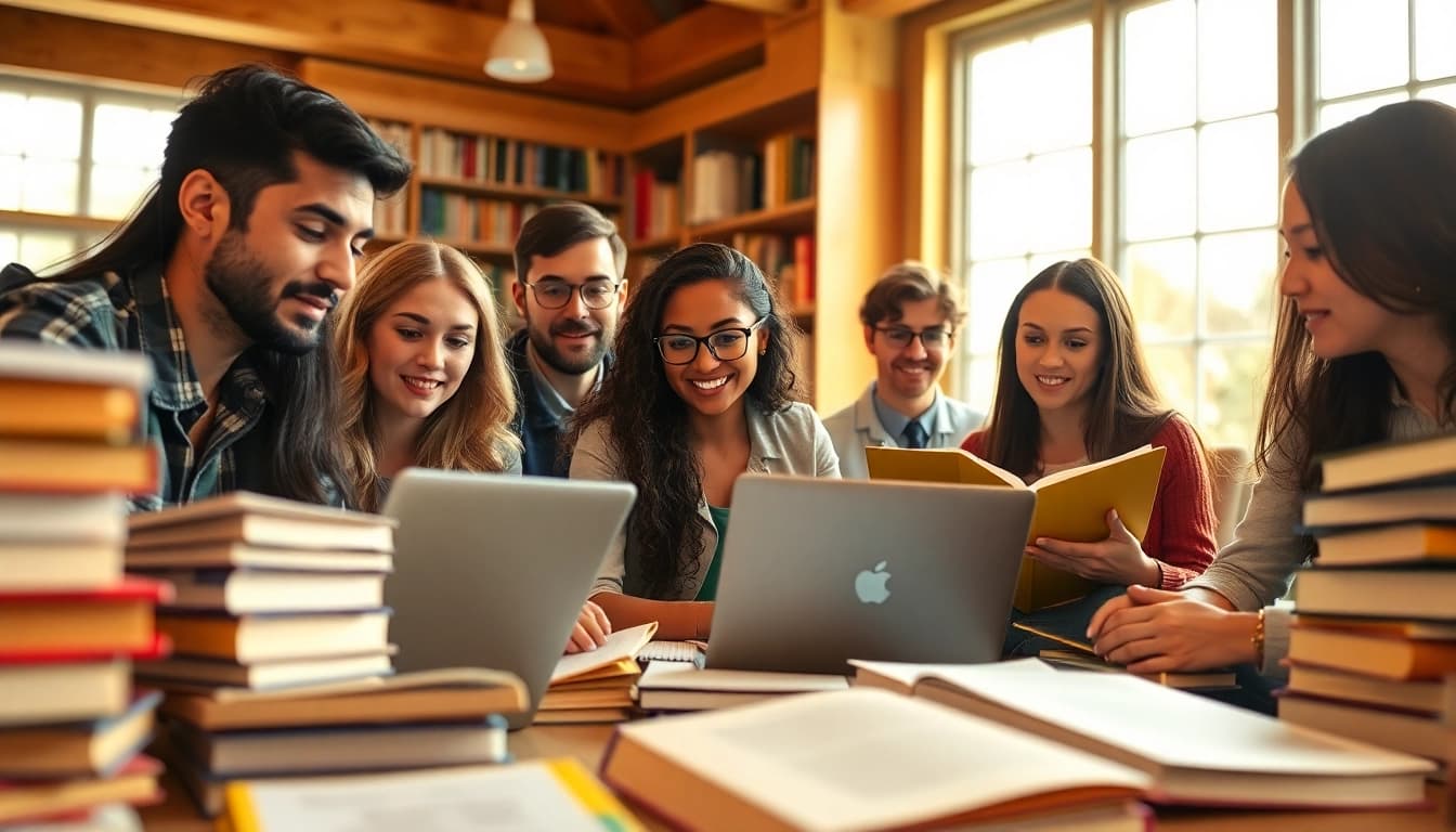 TOEFL test takers for hire collaborating in a study session, showcasing determination and focus.
