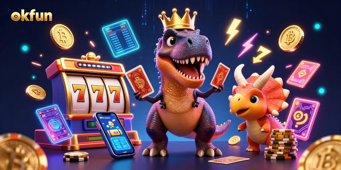 Spin the reels at okfun with a fun dinosaur-themed casino game packed with energy and vibrant colors.