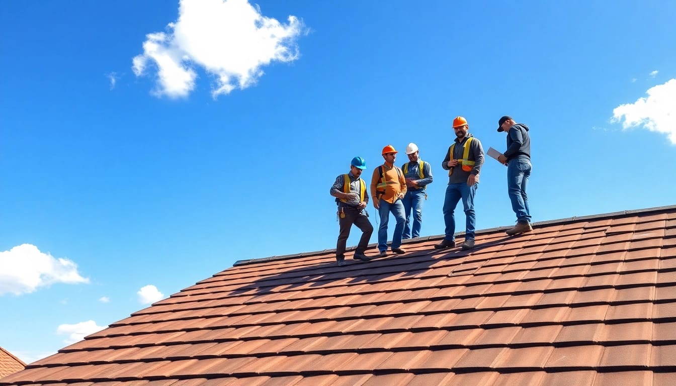 Rooftop inspection by a professional roofing company team ensuring quality and safety.