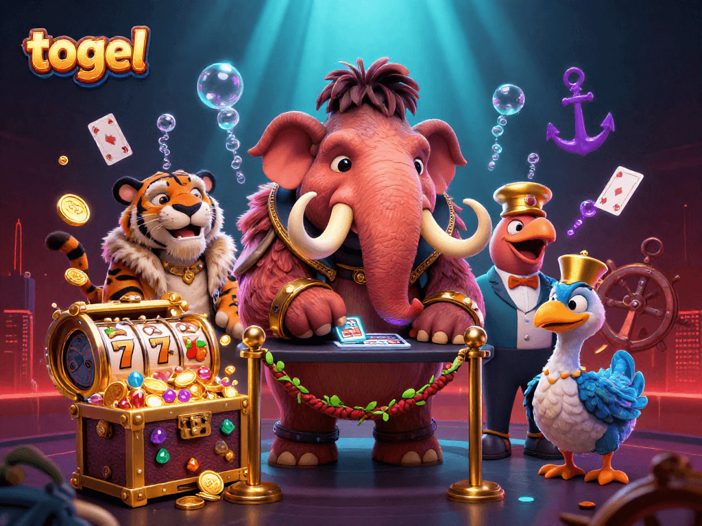Experience the thrill of togel with vibrant casino characters and dynamic game elements in an underwater casino scene.