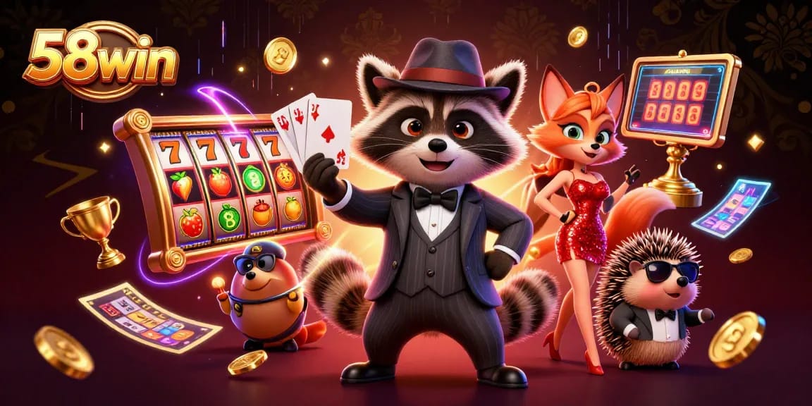 Enjoy the vibrant 58win experience with dynamic gambling characters and exciting casino elements.