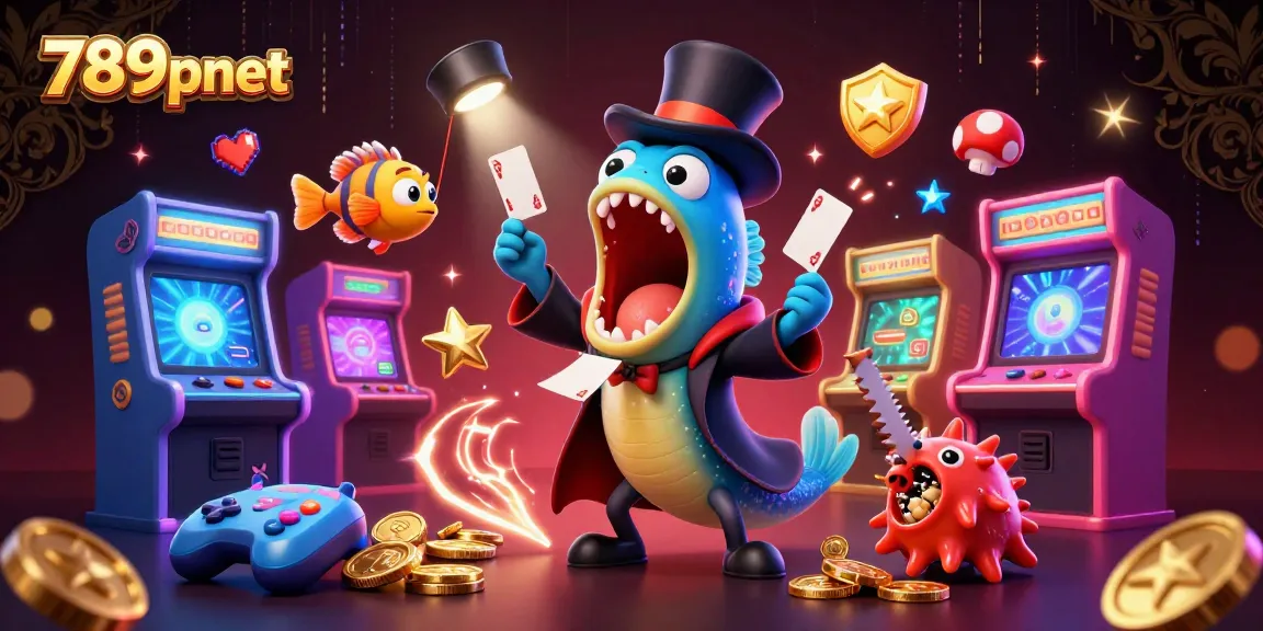 789pnet showcases vibrant deep-sea creatures performing magic tricks in a casino-themed setup.