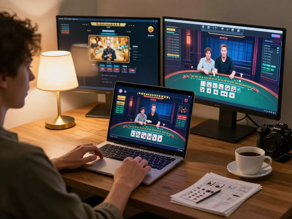 Engaging scene of a player enjoying live dealer blackjack on nhà cái 88aa's online platform, showcasing strategic gameplay.