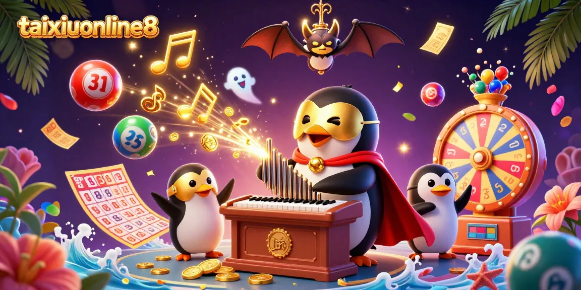 Engage with taixiuonline8 through thrilling gameplay featuring a penguin and golden coins.