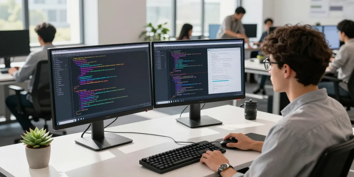 Young developer coding at a tech startup workspace at https://rokok88.org, showcasing innovation and collaboration.