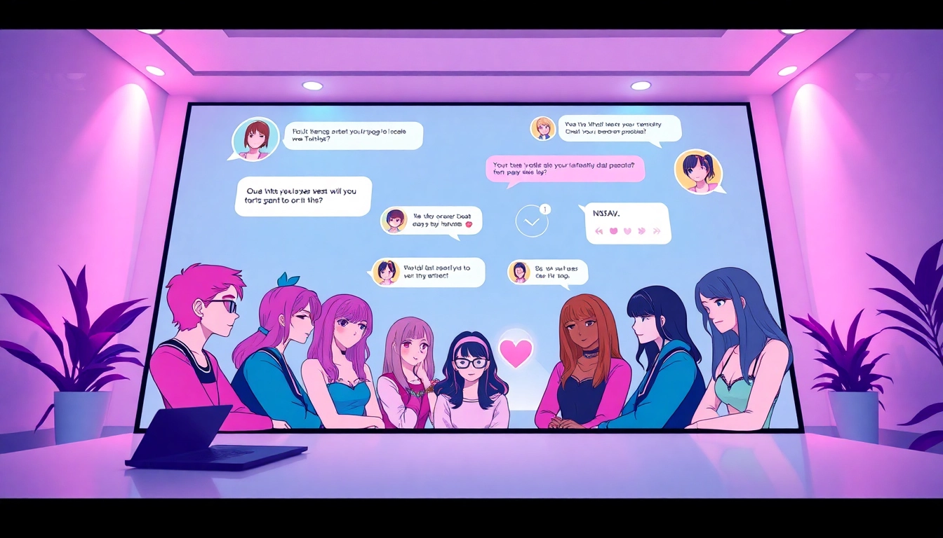Engaging chat interface showcasing lively interactions with porn chat AI characters.