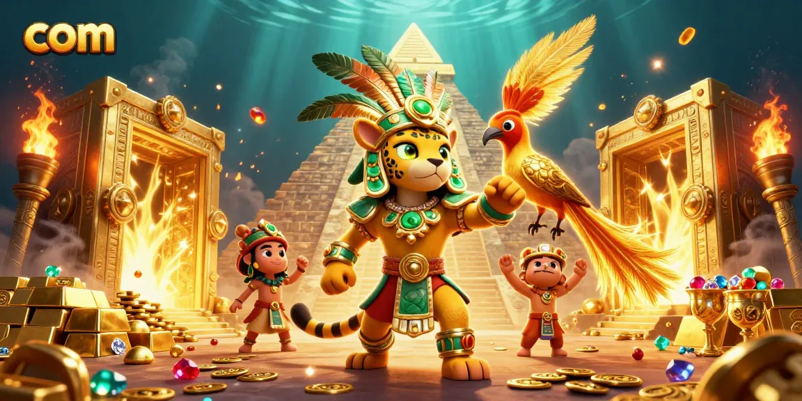 Bet on exhilarating moments with com featuring a Mayan priest and golden treasures in a vibrant casino scene.