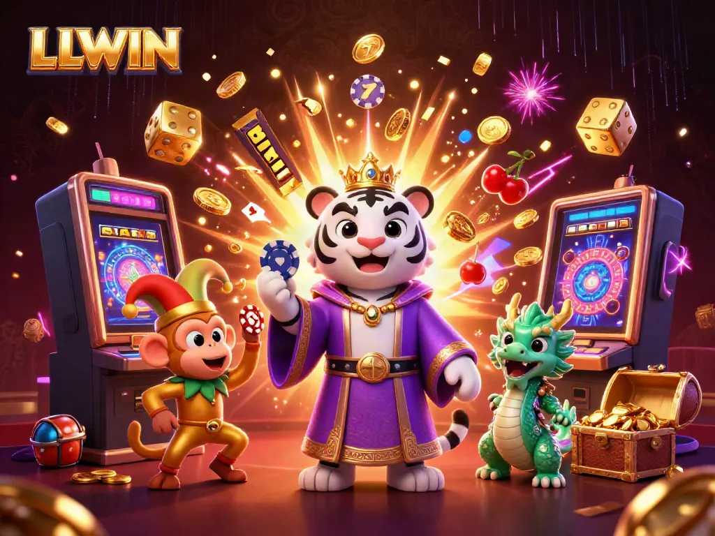 Experience LLWIN's vibrant online casino world featuring classic slot games and unique characters.