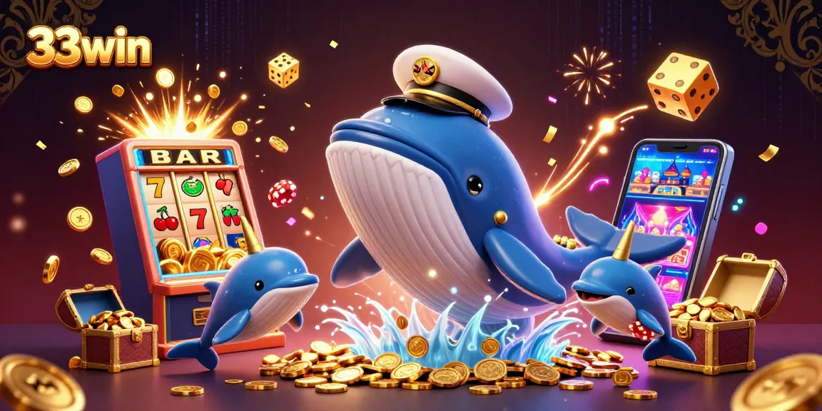 Engage with the thrilling world of 33win, featuring vivid casino elements and dynamic characters.