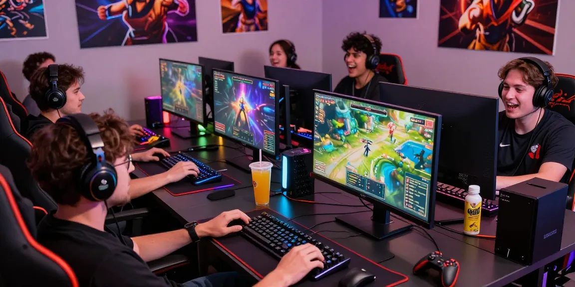LUCK8 gaming community scene with players immersed in online action and vibrant environment.