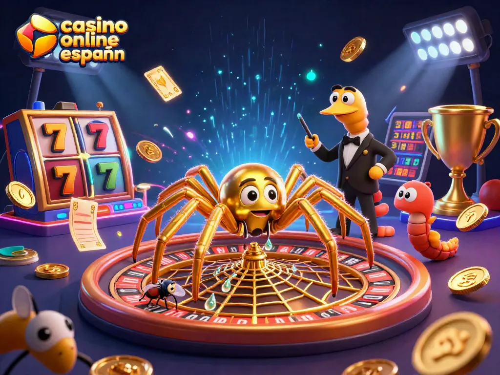 Disfruta de la emoción de un casino online español con una web de ruleta dorada creada por una araña.