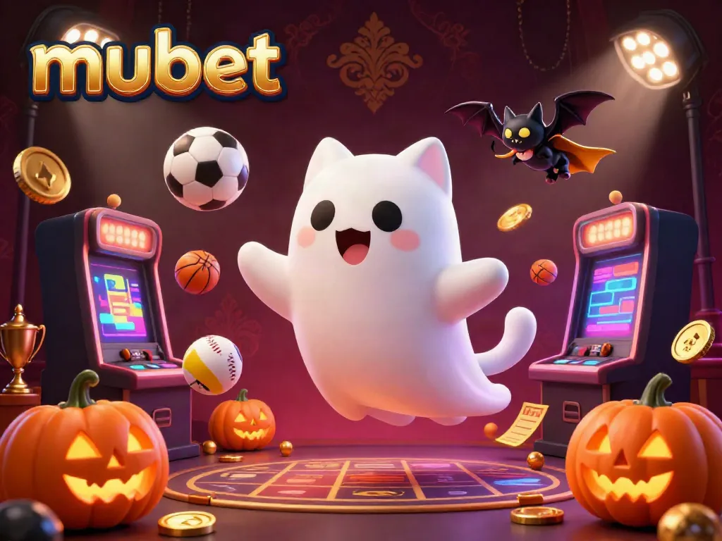 Engage in exhilarating games with mubet featuring a ghost cat, sports action, and casino elements.