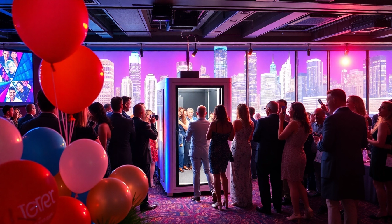 Engaging photo booth rental chicago experience with guests capturing joyful moments.