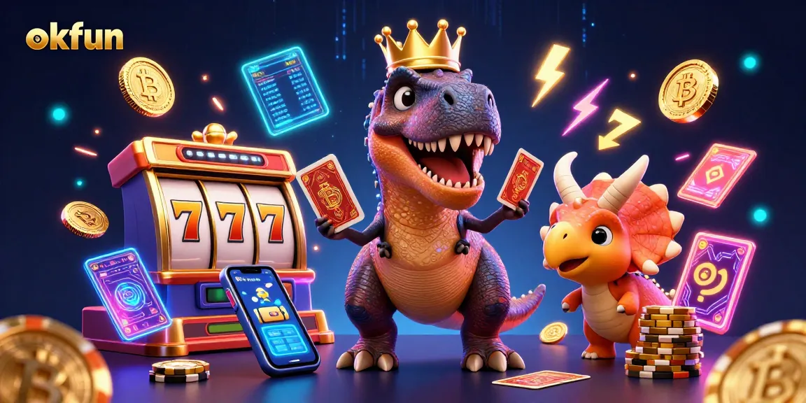 Spin the reels at okfun with a fun dinosaur-themed casino game packed with energy and vibrant colors.