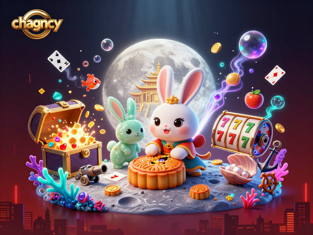 Experience thrilling gameplay with chagency featuring a moon rabbit and dynamic casino elements.