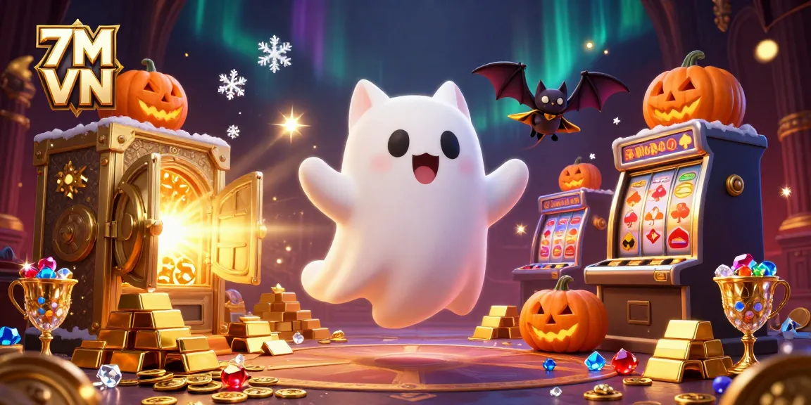 Experience thrilling gameplay with 7M VN, where a ghost cat and vampire bat unveil treasures in a haunted casino.