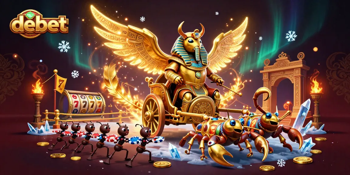 Engage with debet's vibrant 3D illustration portraying a lively casino scene with heroes and rich elements.