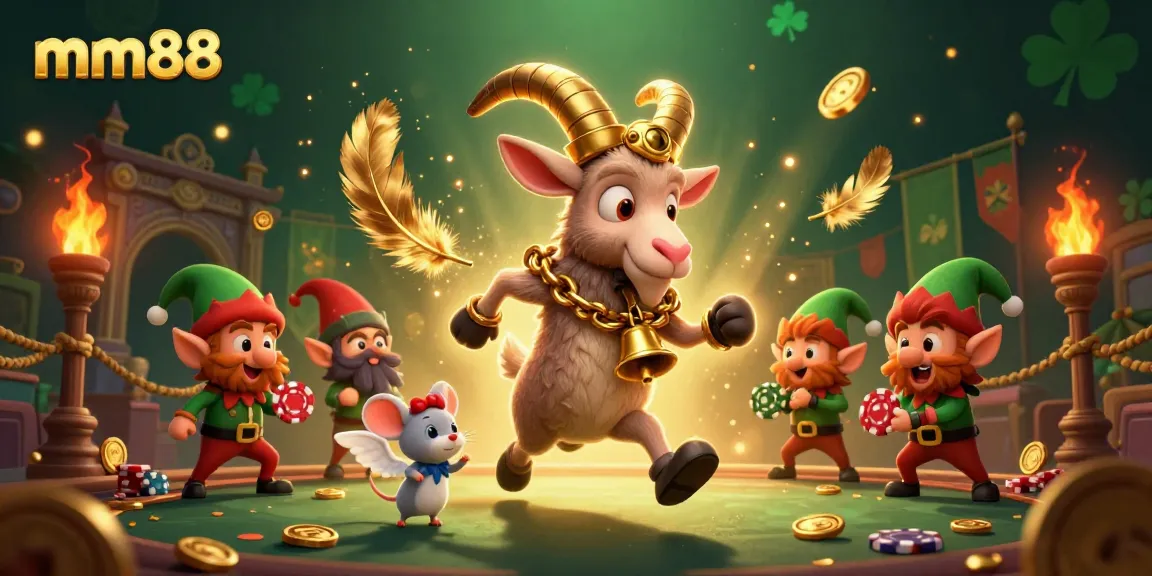 Experience exciting gameplay at mm88 with a festive casino atmosphere, featuring animated characters in action.