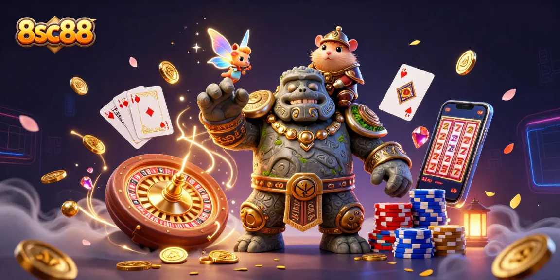 Experience the thrilling magic of 8sc88 with vibrant casino characters and dynamic game elements.