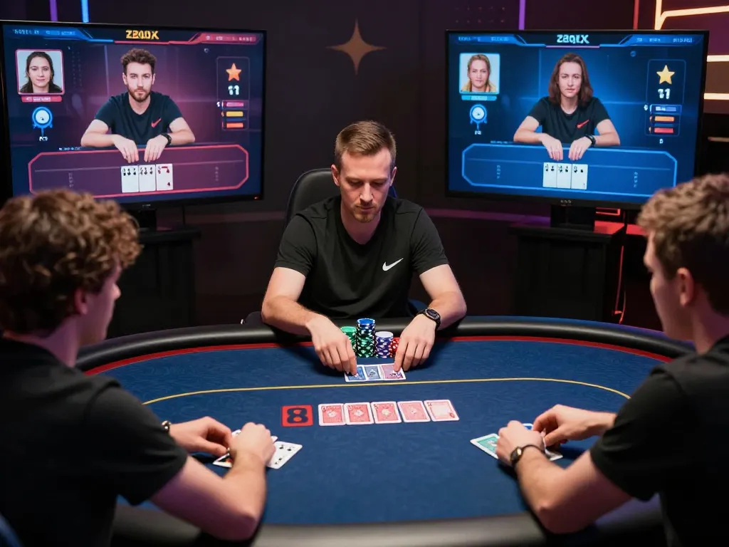 Experience the thrill of 789win poker games with players strategizing for victory at home.