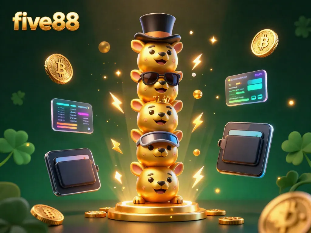 Spin to win at five88's lively gaming scene with captivating golden totem and crypto flair!