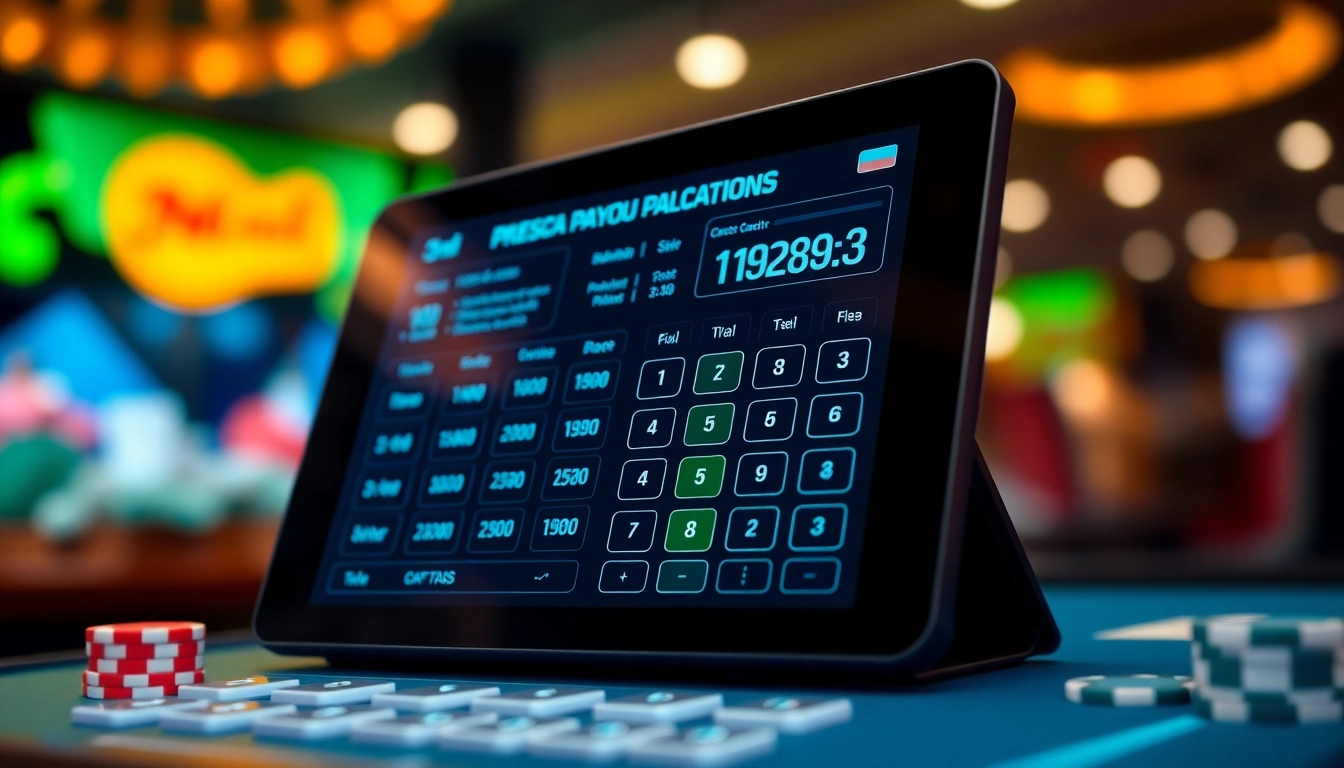 Engaging casino payout calculator in a modern gaming environment showcasing digital features.