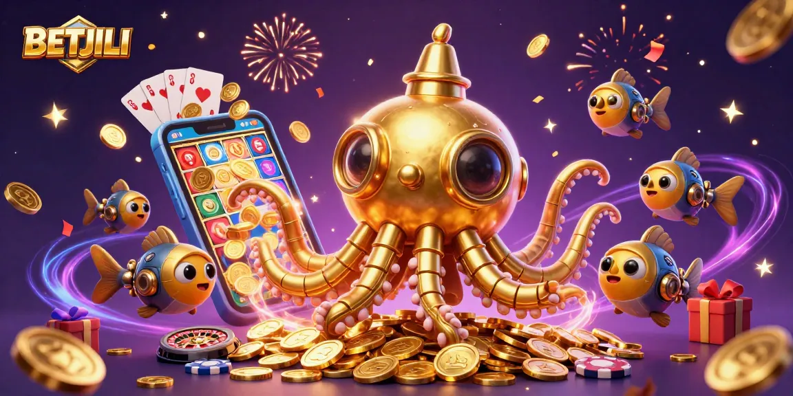 Engage with BETJILI's thrilling gaming experience, featuring a golden kraken amidst casino excitement.