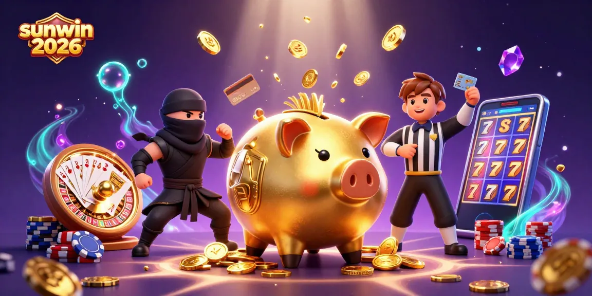 Experience the dynamic thrill of sunwin 2026, featuring golden coins, vibrant characters, and exciting gambling elements.