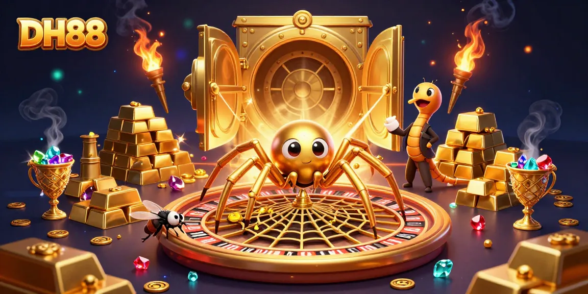 Engage in thrilling bets at DH88's dynamic golden roulette, featuring vibrant casino elements.