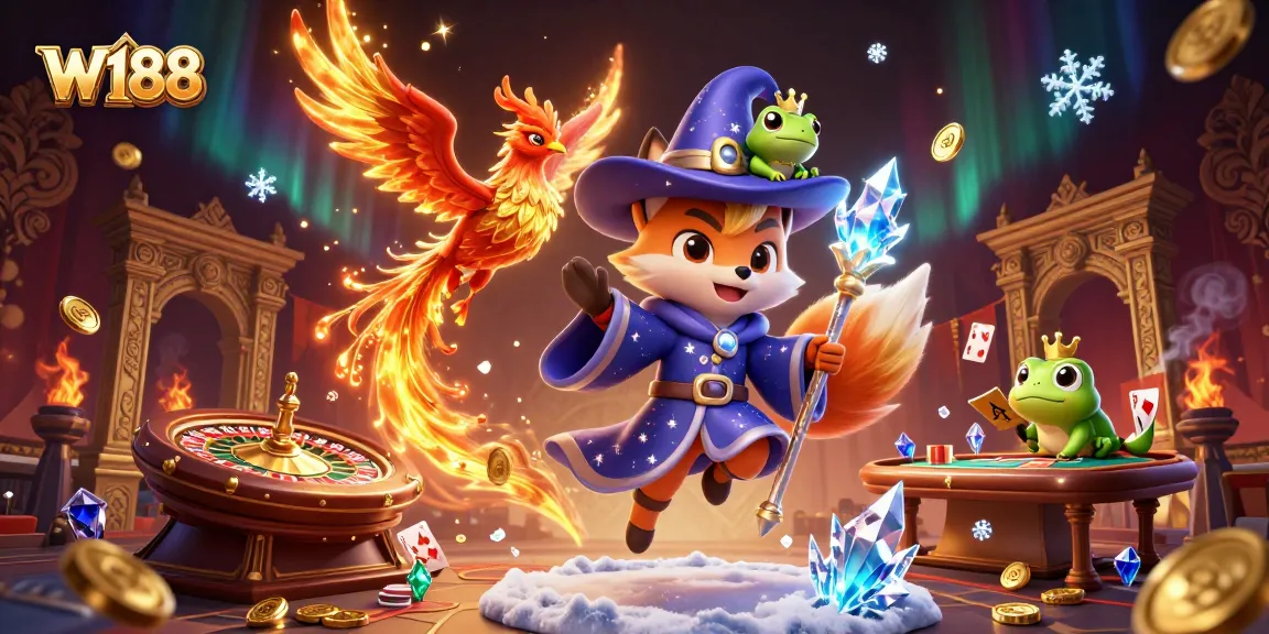 Win big with W188 at a vibrant casino featuring dynamic gameplay elements.