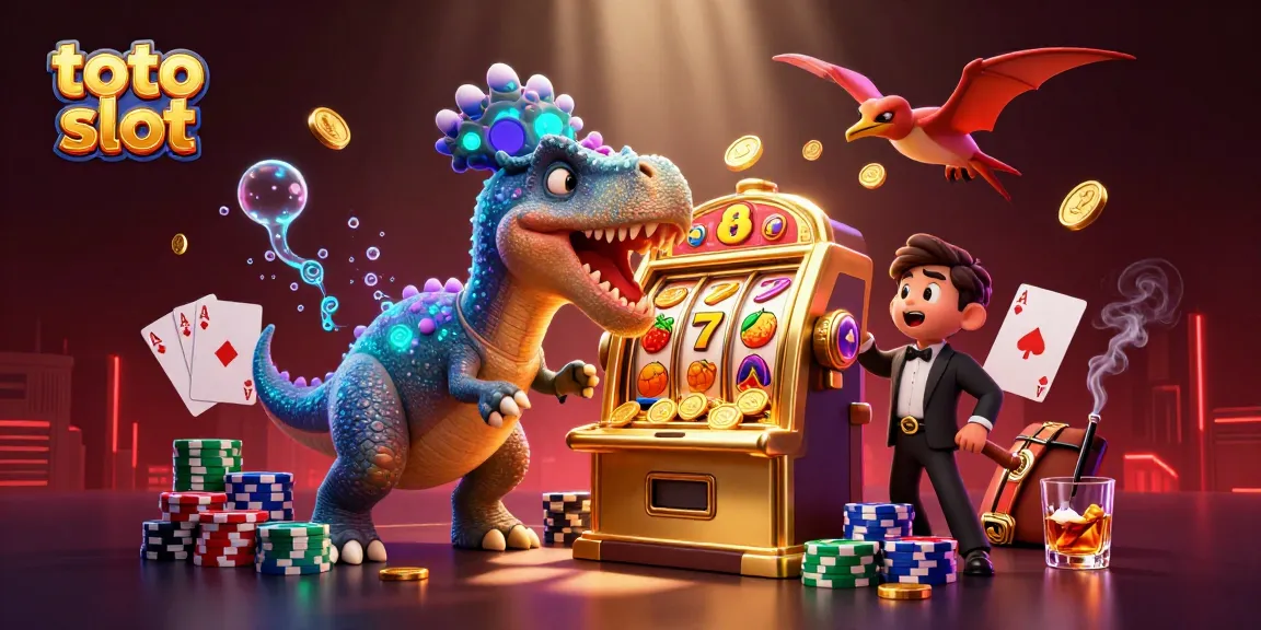 Catch thrilling jackpot coins with the toto slot pachycephalosaurus headbutting a golden machine.