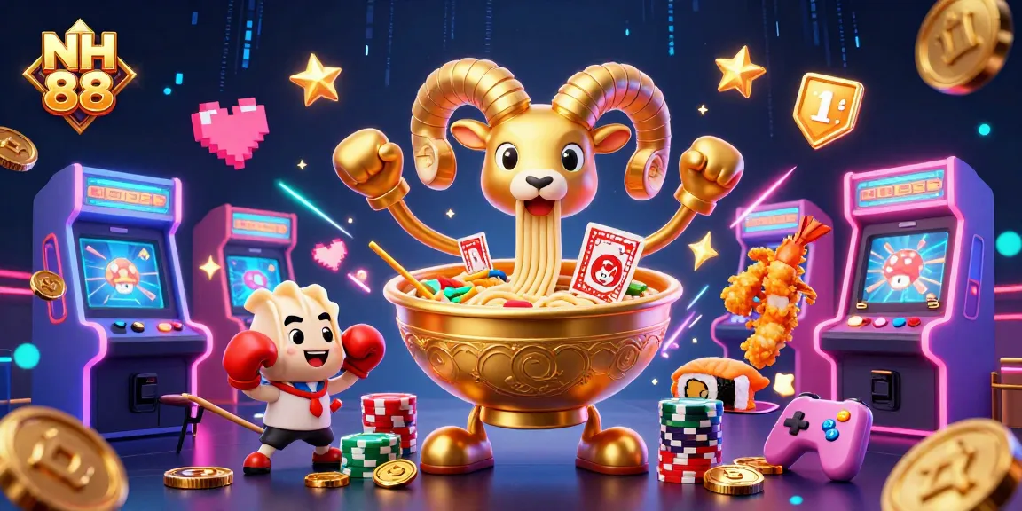 NH 88 showcases a vibrant casino scene featuring a giant ramen bowl character and dynamic game elements.
