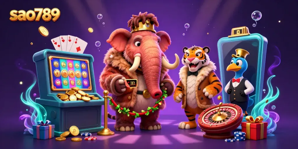 Sao789 offers a vibrant casino atmosphere with characters from an exciting game experience.