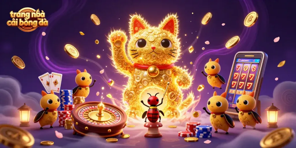 Khám phá trang nhà cái bóng đá với hình ảnh lôi cuốn của mèo thần tài từ những chú đom đóm vàng.