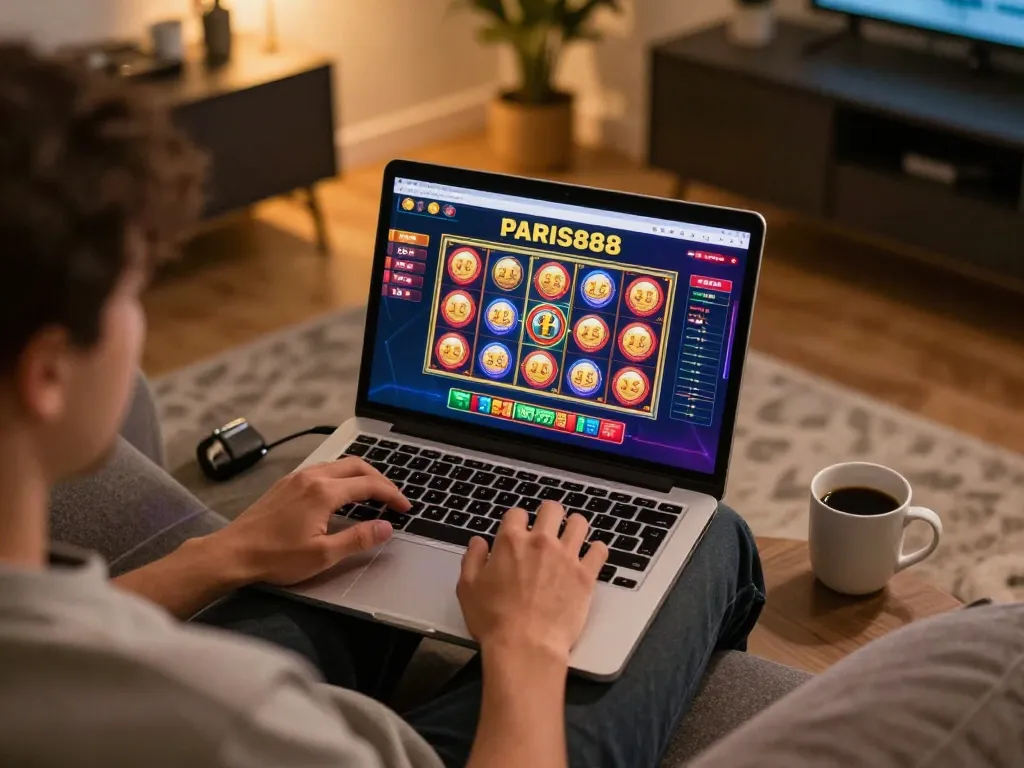 Engaging online casino session on Paris888 daftar showcasing vibrant gameplay and cozy ambiance.