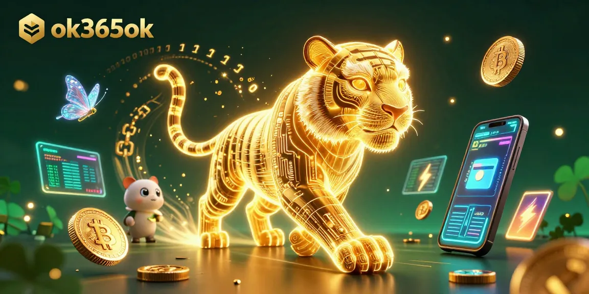 Experience thrilling gameplay at ok365ok with the golden tiger navigating a vibrant casino filled with digital treasures.