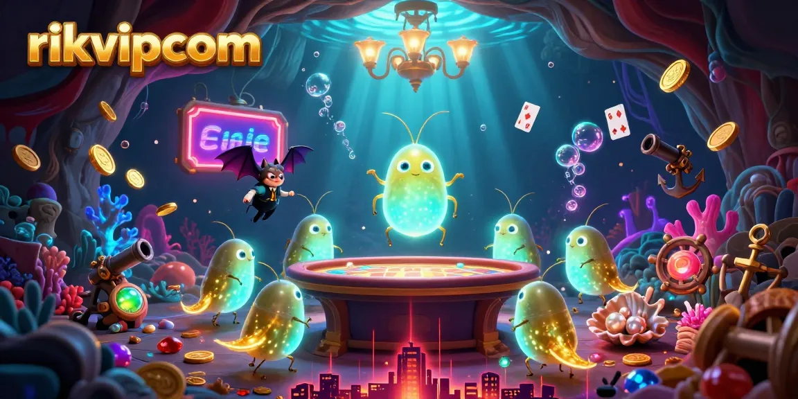 Engage with thrilling casino action at rikvipcom, illuminated by glowworms in a vibrant gambling scene.