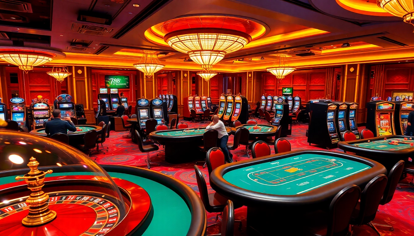 Exciting gameplay at 789club with vibrant casino tables, poker chips, and a luxurious atmosphere.