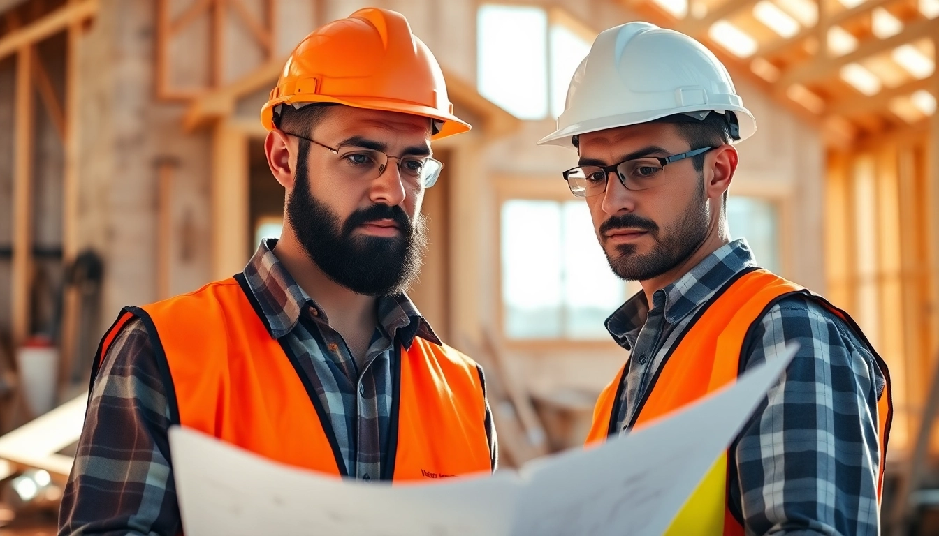 New Jersey General Contractor overseeing construction plans at a building site.