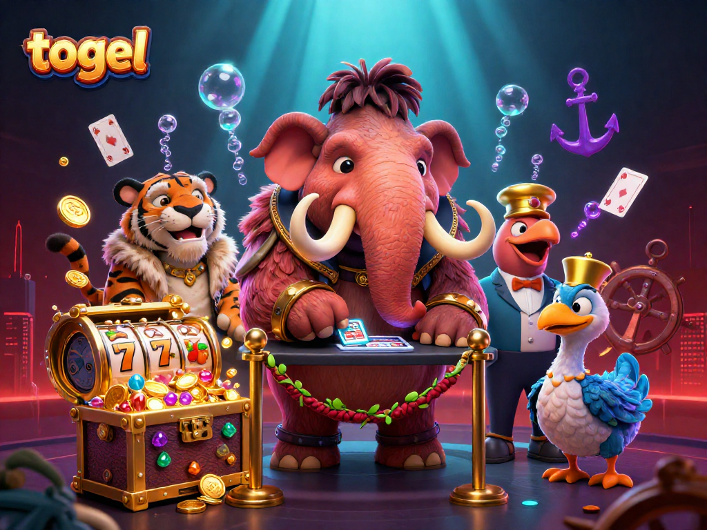 Experience the thrill of togel with vibrant casino characters and dynamic game elements in an underwater casino scene.