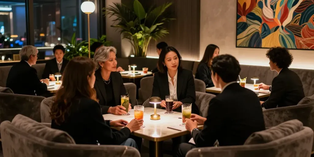 강남타이밍의 고급스러운 내부와 현대적인 분위기
