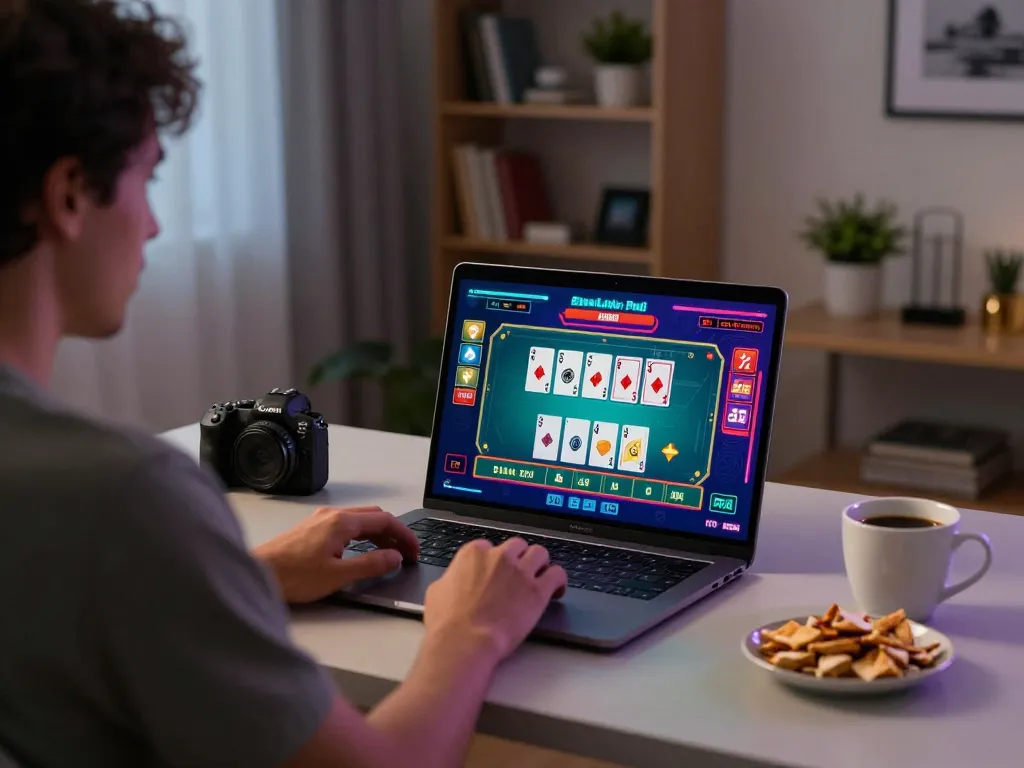 Play at the online casino SC88, engaging in live dealer blackjack from home workspace.