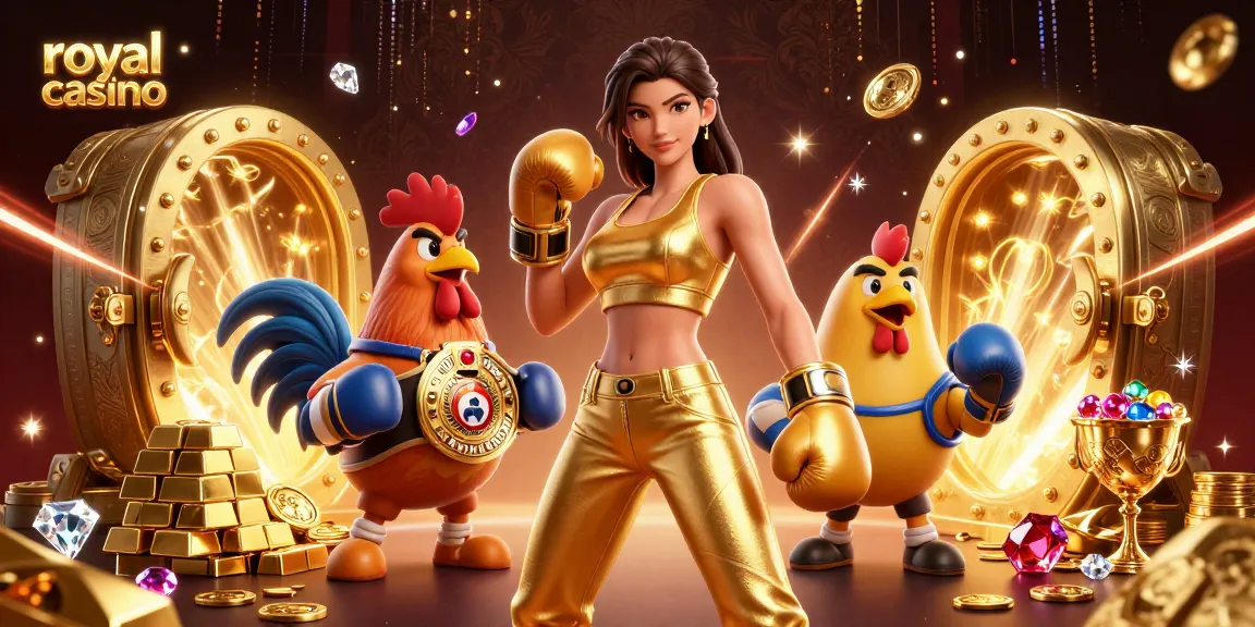 Experience the thrill of royal casino with a powerful scene of boxing champions and treasures.