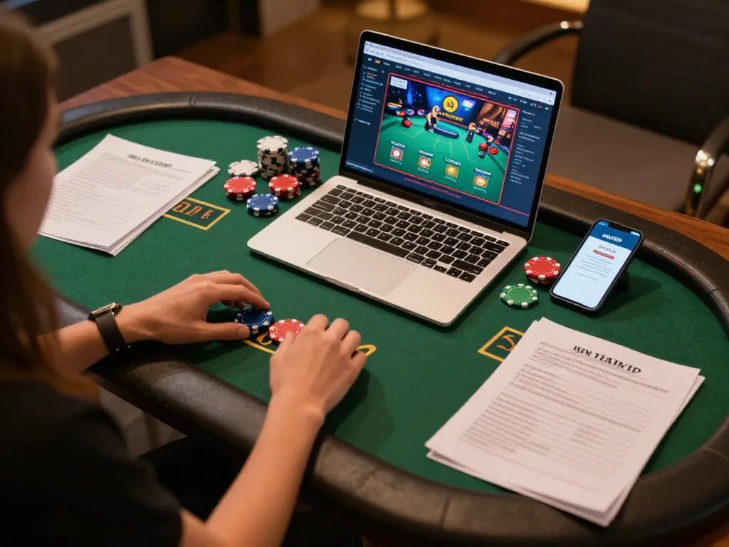Nhatvip player engaging in exciting live dealer poker game on laptop in cozy home setup