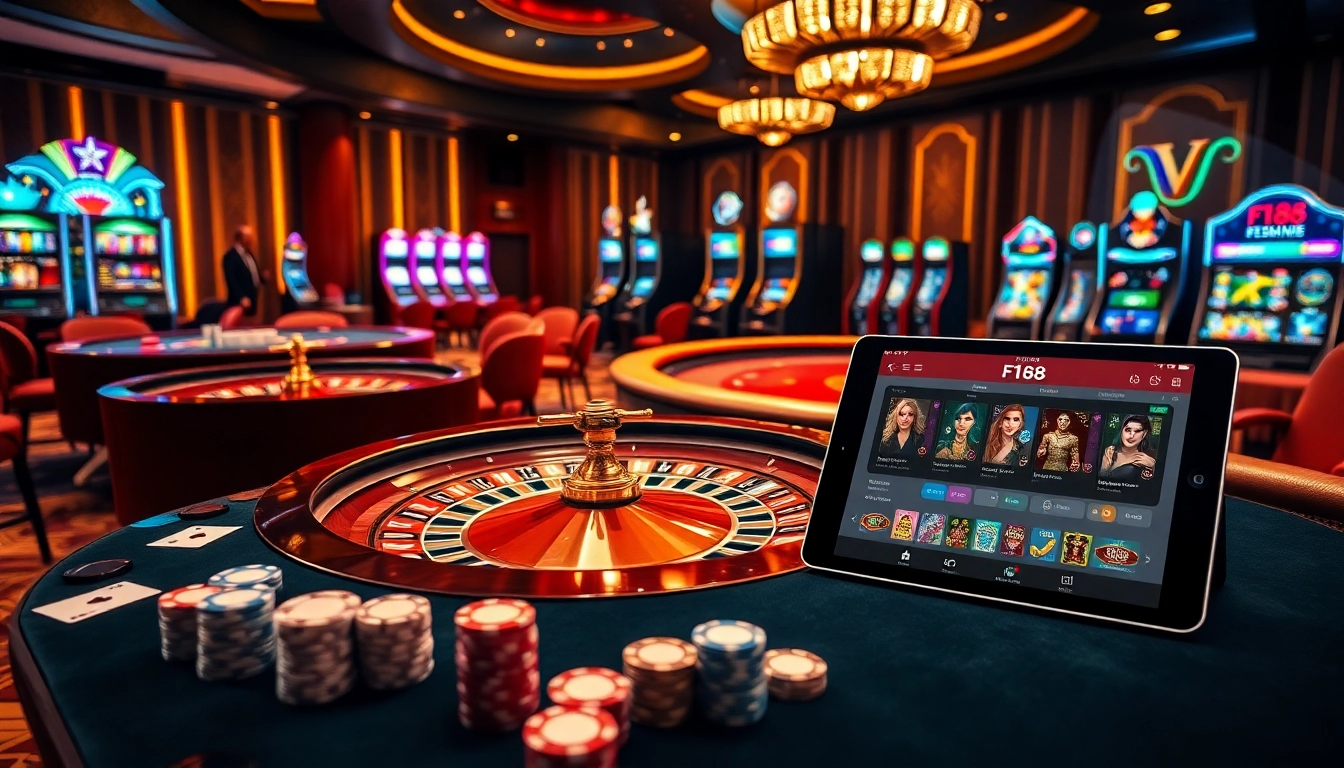 Engage in thrilling gambling at F168's luxurious casino tables with roulette and poker.