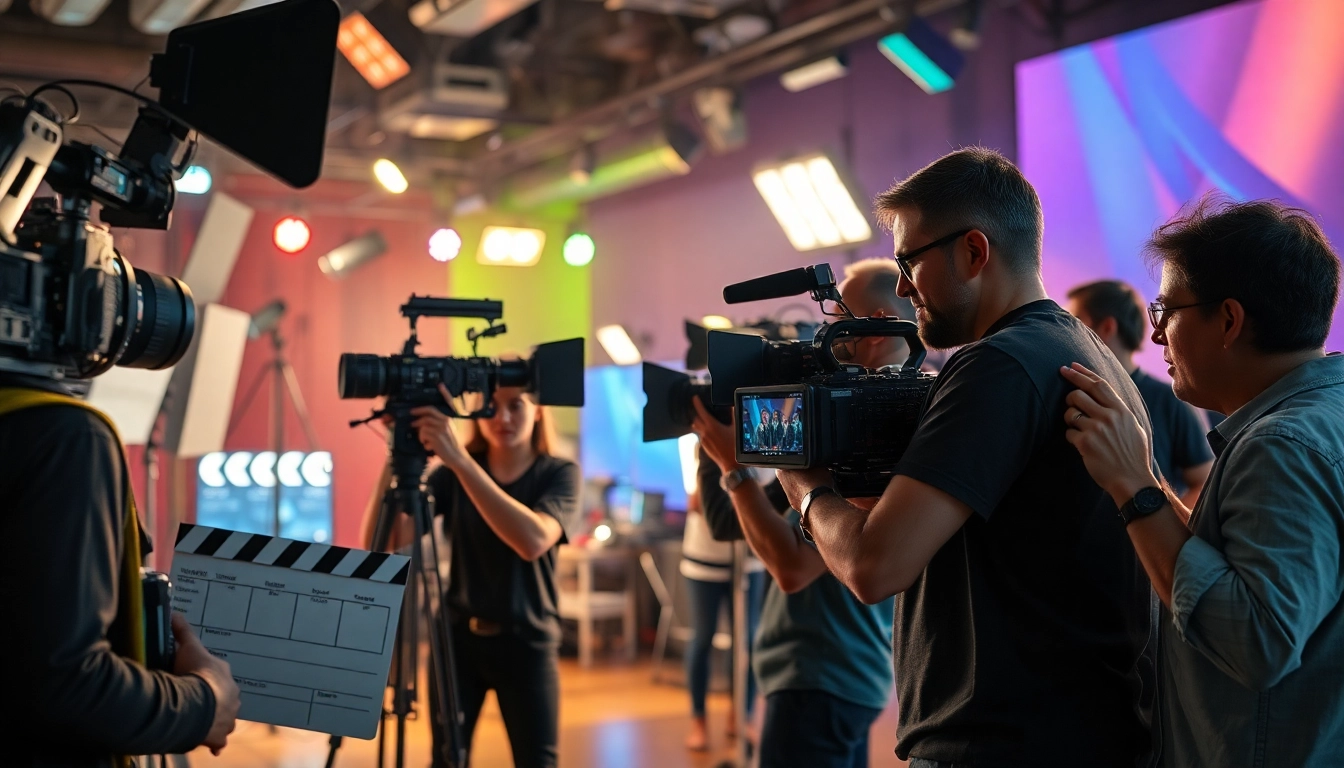 Engaging scene of professional video production capturing a dynamic moment on set.