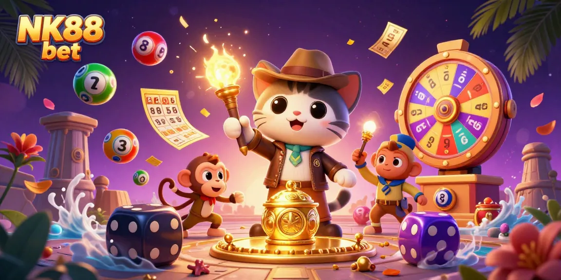 Experience exciting moments with NK88 bet as a cat and monkey uncover golden treasures in a vibrant casino