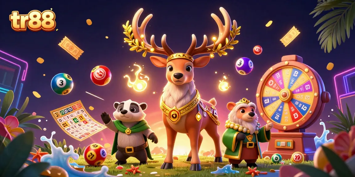 Experience thrilling gameplay with tr88, showcasing colorful lottery balls and casino elements.
